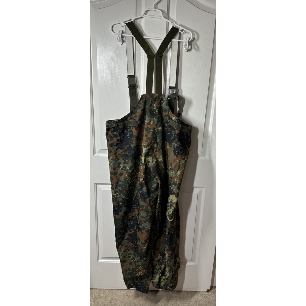 Vintage German Flecktarn Goretex Bib Rain Pants Mens XL Camo 1999 - Picture 9 of 12